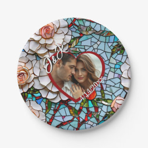 Mosaic Stained Glass and Tile Wedding Personalized Paper Plate