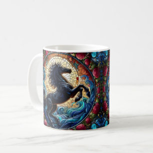 Mosaic stained Glass Horse Coffee Mug