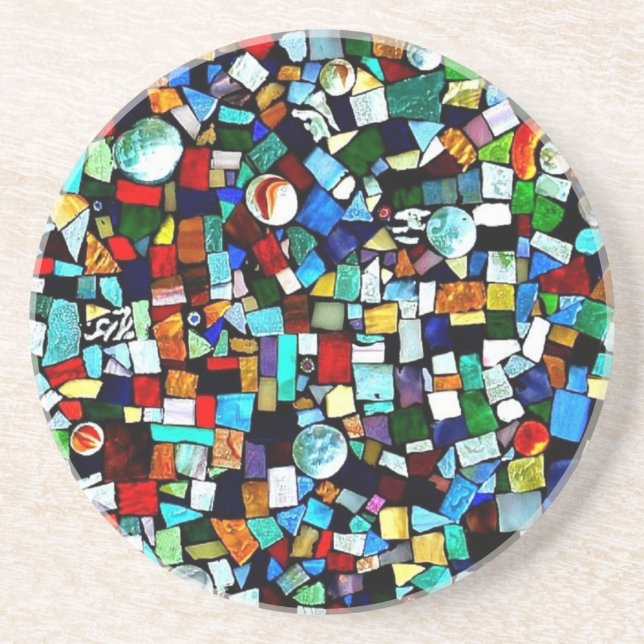 Mosaic - Stained Glass - Sandstone Coaster (Front)