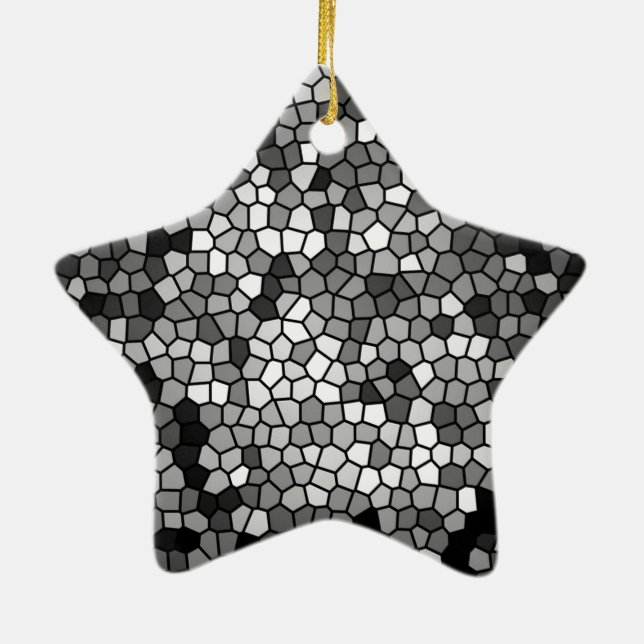 Mosaic Stones Glass Black Grey White Ceramic Tree Decoration (Back)