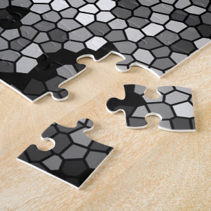 Mosaic Stones Glass Black Grey White Jigsaw Puzzle