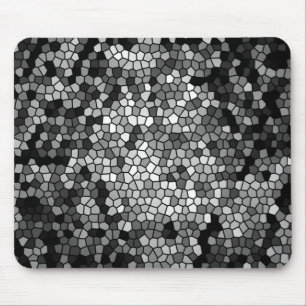 Mosaic Stones Glass Black Grey White Mouse Mat
