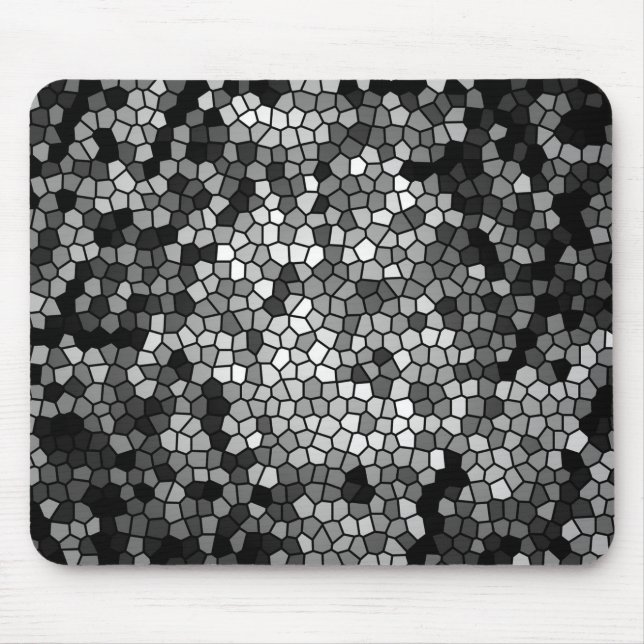 Mosaic Stones Glass Black Grey White Mouse Mat (Front)