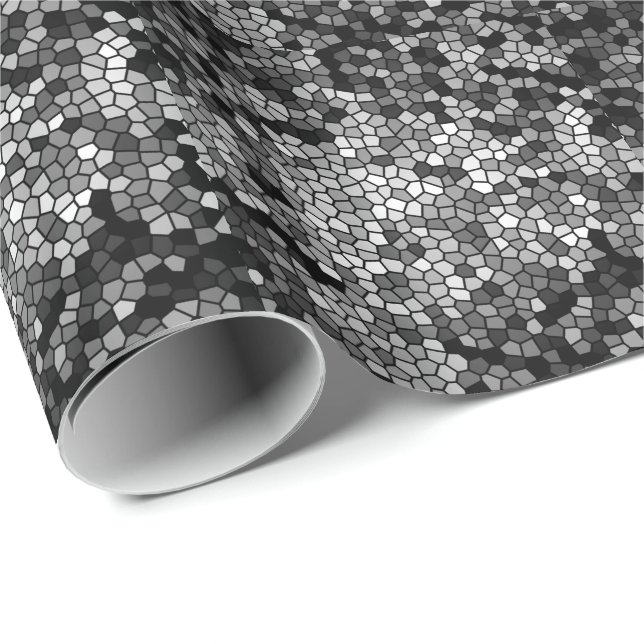 Mosaic Stones Glass Black Grey White Wrapping Paper (Roll Corner)