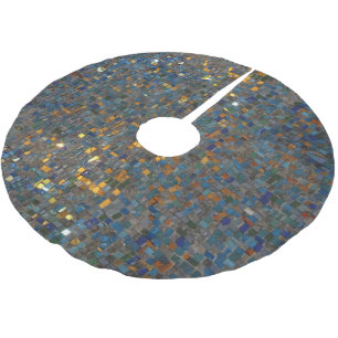 Mosaic Stones in Blue and Gold Brushed Polyester Tree Skirt