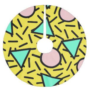 Mosaic stripes: retro memphis pattern brushed polyester tree skirt