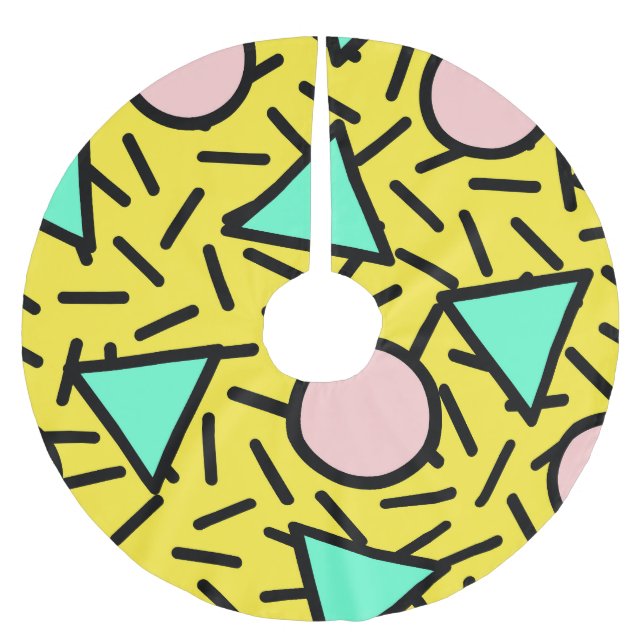 Mosaic stripes: retro memphis pattern brushed polyester tree skirt (Front)
