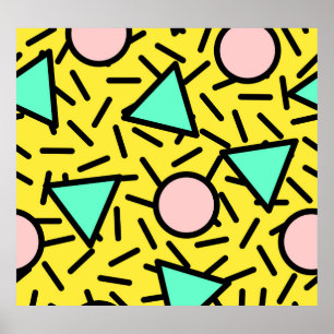 Mosaic stripes: retro memphis pattern poster
