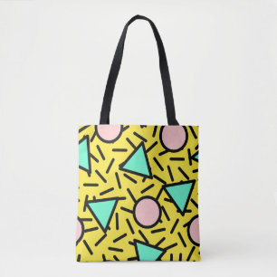 Mosaic stripes: retro memphis pattern tote bag