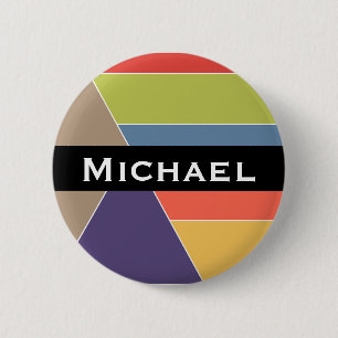 MOSAIC stripes triangles coloured I + your ideas 6 Cm Round Badge
