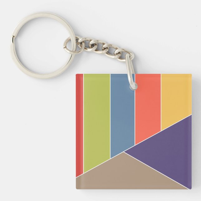 MOSAIC stripes triangles coloured I + your ideas Key Ring (Front)