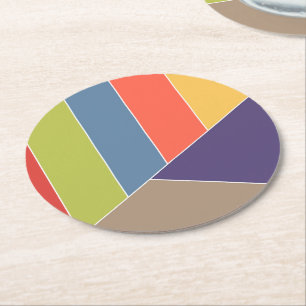 MOSAIC stripes triangles coloured I + your ideas Round Paper Coaster