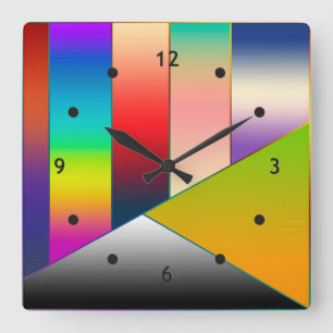 MOSAIC stripes triangles coloured II + your ideas Square Wall Clock