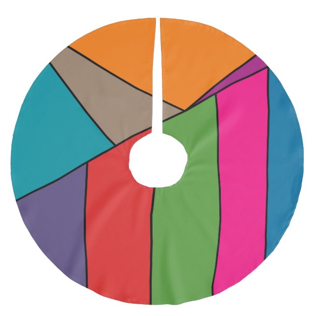 MOSAIC stripes triangles coloured III + your ideas Brushed Polyester Tree Skirt (Front)