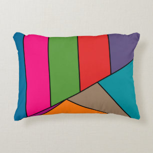 MOSAIC stripes triangles coloured III + your ideas Decorative Cushion
