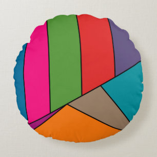 MOSAIC stripes triangles coloured III + your ideas Round Cushion