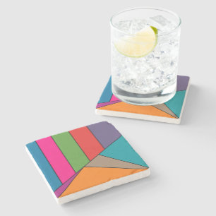 MOSAIC stripes triangles coloured III + your ideas Stone Coaster