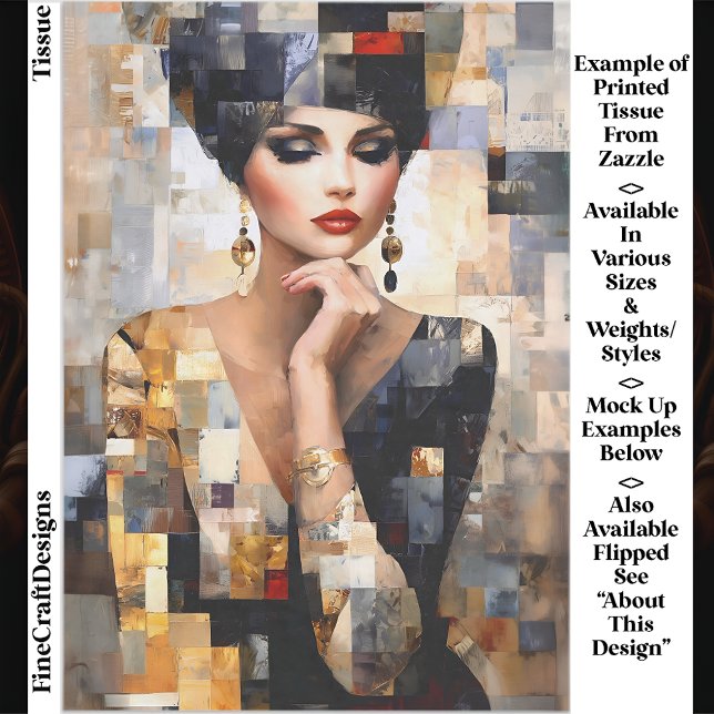 Mosaic Style Art of Glamourous Woman EB7R Decoupag Tissue Paper (Creator Uploaded)