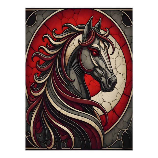 Mosaic Style Horse Wall Art Poster Decor Gift (Front)
