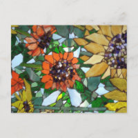 Mosaic Sunflower postcard by Willowcatdesigns