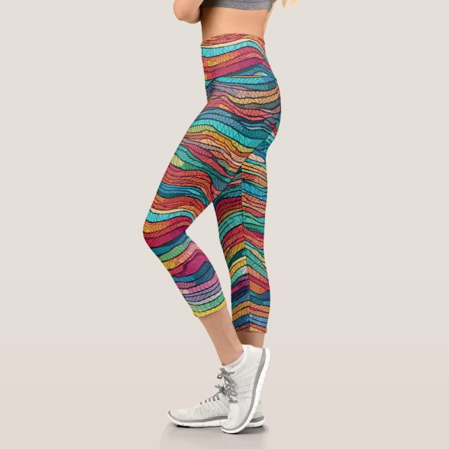 Mosaic Tide Capri Leggings (Left)