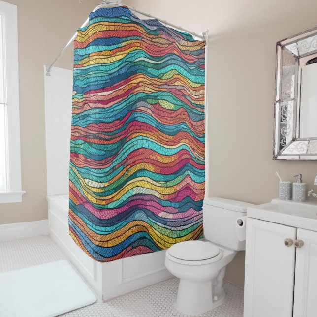 Mosaic Tide Shower Curtain (In Situ)