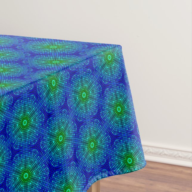 Mosaic Tile Blue and Green Tablecloth (In Situ)