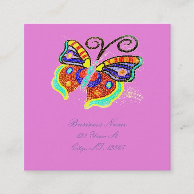 mosaic tile butterfly Thunder_Cove square Business Card (Front)