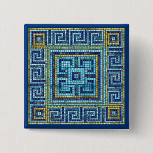 Mosaic Tile Greek Meander Key 15 Cm Square Badge