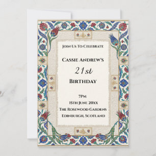 Mosaic Tile Milestone Birthday Invitation