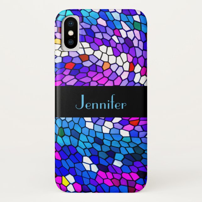 Mosaic Tile Pattern Personalised iPhone X Case (Back)