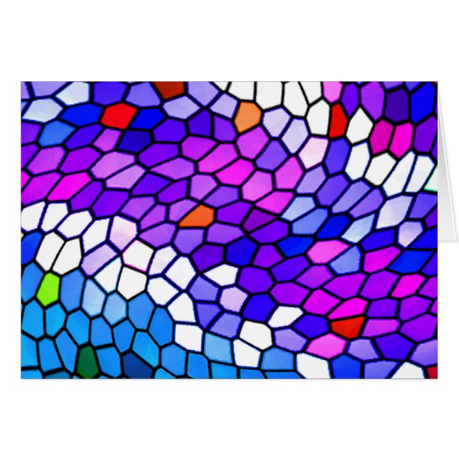 Mosaic Tile Pattern Purple Blue Pink Blank Card (Front Horizontal)