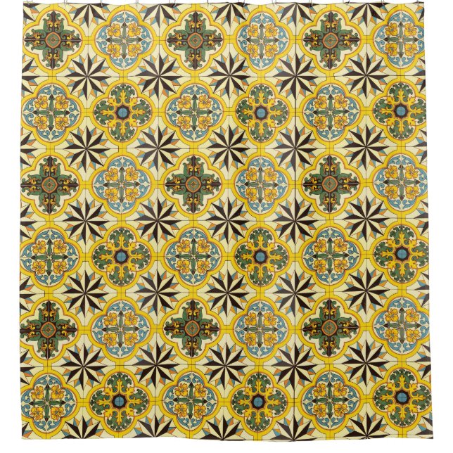 Mosaic Tile Pattern Shower Curtain (Front)