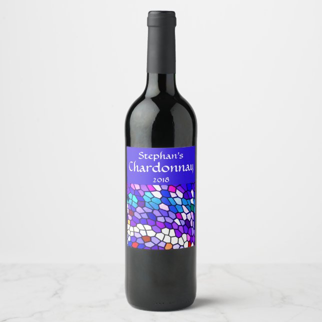 Mosaic Tile Pattern Wine Label (Front)