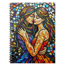 Mosaic Tile Style Ai Art Romantic Embrace