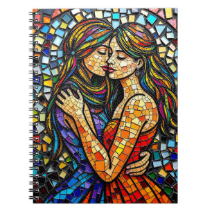 Mosaic Tile Style Ai Art Romantic Embrace Notebook
