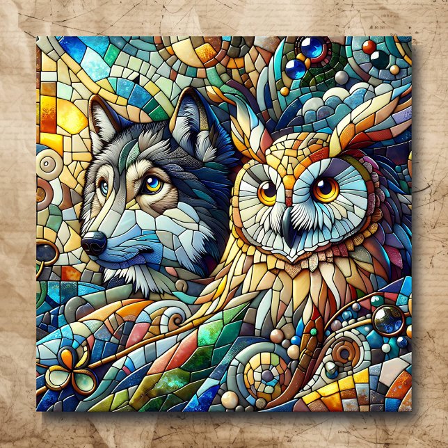 Mosaic Tile Wolf and Owl Poster (Creator Uploaded)