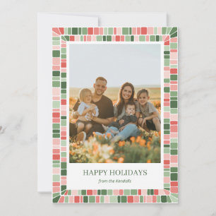 Mosaic tiles pattern framed photo Holiday card