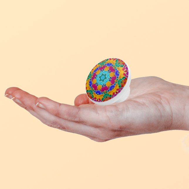 Mosaic Tiles Pretty Floral - Boho Chic Ceramic Knob (Creator Uploaded)