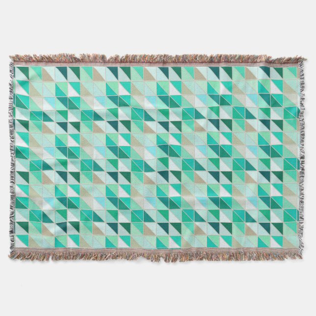 Mosaic Tiles - shades of seafoam green Throw Blanket (Front)