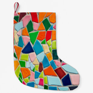 Mosaic tiles template texture small christmas stocking