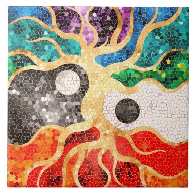 Mosaic Tree of life - Yin Yang Tile (Front)