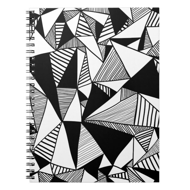 Mosaic Triangles, Black White Texture. Notebook (Front)