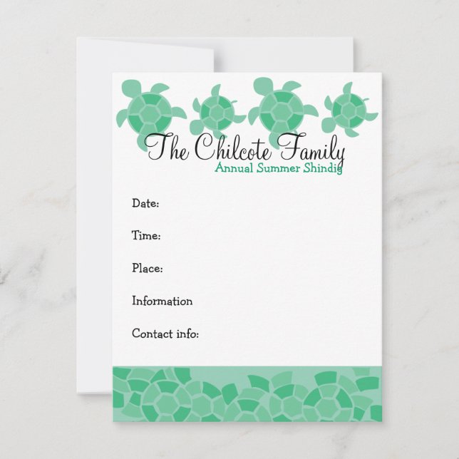 Mosaic Turtles Invitation (Front)