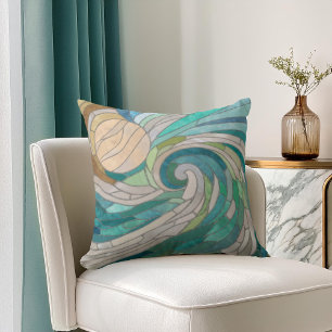 Mosaic Wave and Moon Cushion