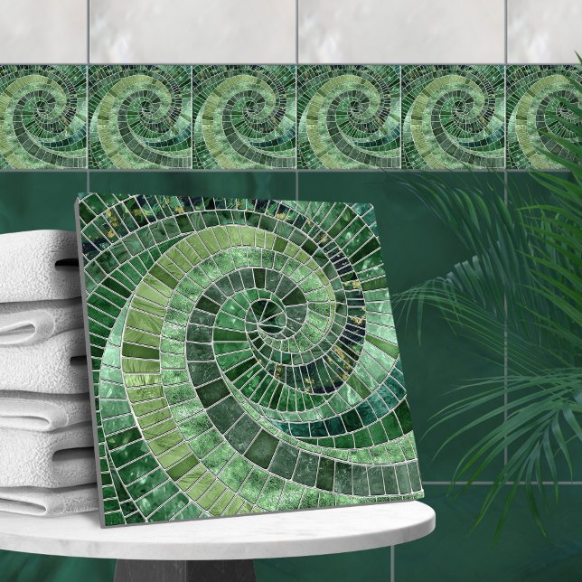 Mosaic Wave Spiral - Muted Green Tile (Creator Uploaded)