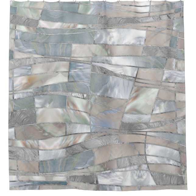Mosaic Waves Art - Just Pearl Shower Curtain (Front)