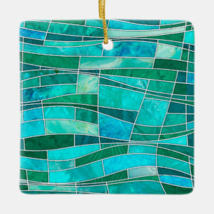 Mosaic Waves Art - Ocean Gems Ceramic Ornament