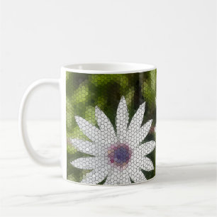 Mosaic White Daisy Bush Flowers Coffee Mug