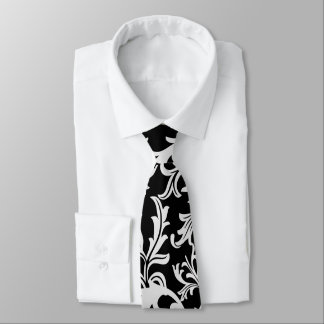 Mosaic ًWhite leaves, floral pattern, love nature Tie